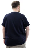 Mode XL Büyük Beden Erkek T-Shirt Basic Likralı Bisiklet Yaka Tişört STAY U24071 Lacivert thumbnail 4