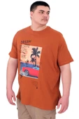 Mode XL Büyük Beden Erkek Baskılı T-Shirt Palm Dream U25026 Tarçın thumbnail 4