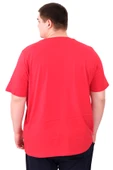 Mode XL Büyük Beden Erkek T-Shirt Bisiklet Yaka STATUE U25027 Kırmızı thumbnail 2