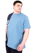 Mode XL Büyük Beden Erkek T-Shirt Parçalı U25501 Mavi thumbnail 4