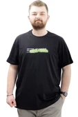 Mode XL Battal Beden Baskılı Erkek T-Shirt Bisiklet Yaka U24047 Siyah thumbnail 1