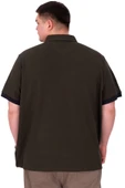 Mode XL Büyük Beden Erkek T-Shirt Polo Yaka Nakış Detaylı U25311 Haki thumbnail 3