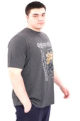 Mode XL Büyük Beden Erkek T-Shirt Bisiklet Yaka OPTIMISTIC U25028 Antrasit thumbnail 3