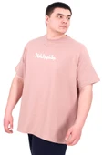 Mode XL Büyük Beden Erkek T-Shirt Bisiklet Yaka DIMENSION U25025 Gül Rengi thumbnail 4