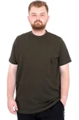 Mode XL Büyük Beden Erkek T-Shirt Bisiklet Yaka Dore U25034 Haki thumbnail 1