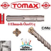 Tomax SDS Plus 7x160 mm 4 Elmaslı Beton ve Duvar Delme Matkap Ucu  5'li Paket– CrMo - 2