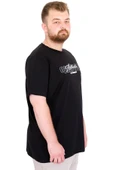 Mode XL Büyük Beden Erkek T-Shirt Bisiklet Yaka ORIGINALS U25038 Siyah thumbnail 3