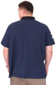 Mode XL Büyük Beden Erkek T-Shirt Polo Yaka H BROUDED U25312 İndigo thumbnail 3