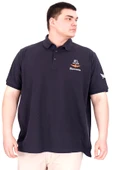 Mode XL Büyük Beden Erkek T-Shirt Pike Polo Yaka U25305 Lacivert thumbnail 3