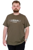 Mode XL Büyük Beden Erkek T-Shirt Bisiklet Yaka ORIGINALS U25038 Haki thumbnail 1
