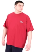Mode XL Büyük Beden Erkek T-Shirt Bisiklet Yaka FAITH U25030 Bordo thumbnail 4