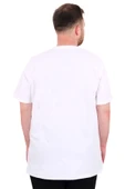 Mode XL Büyük Beden Erkek T-Shirt Bisiklet Yaka Basic U25162 Beyaz thumbnail 4