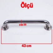 Tutunma Barı 40 cm Paslanmaz Metal 25 mm Çap Duvar Tipi Banyo Wc Destek Tutma Aparatı Kaymaz Saplı - 3