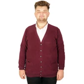 Mode XL Buyuk Beden Erkek Hırka Selanik Düğmeli 20548 Mürdüm - 5