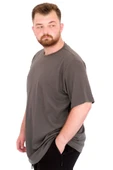 Mode XL Büyük Beden Erkek T-Shirt Bisiklet Yaka U25035 Haki thumbnail 2