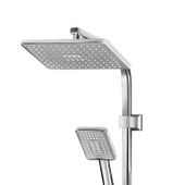 Robot Duş Seti Tam Takım Beyaz Krom Lüks Yağmurlama Fonksiyonlu El Duşu Başlıklı Vidalı Duş Sistemi thumbnail 3