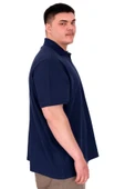 Mode XL Büyük Beden Erkek T-Shirt Polo Yaka YOURSELF U25310 İndigo thumbnail 2