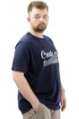 Mode XL Büyük Beden Erkek Tişört Baskılı Pamuklu Bisiklet Yaka CREATE U24079 Lacivert thumbnail 3