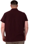Mode XL Büyük Beden Erkek T-Shirt Polo Sea Bound U25303 Mürdüm thumbnail 4