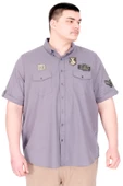 Mode XL Büyük Beden Erkek Gömlek Çift Cep Kapaklı Gabardin U25601 K.Gri thumbnail 1