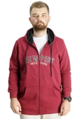 Mode XL Büyük Beden Erkek Kapüşonlu Sweatshirt New Port 23546 Bordo thumbnail 1