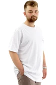 Mode XL Büyük Beden Erkek Tişört Baskılı Bisiklet Yaka Yumuşak Dokulu U24083 Beyaz thumbnail 3