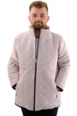 Mode XL Büyük Beden Erkek Dik Yaka Kapitone Mont U24601 Bej - 1