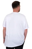 Mode XL Büyük Beden Erkek T-Shirt Bisiklet Yaka BOSTON U25037 Beyaz thumbnail 4