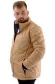 Mode XL Erkek Büyük Beden Dik Yaka Ribanalı Kol Fermuarlı Mont U24611 Açık Kahve - 2