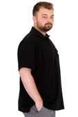 Mode XL Büyük Beden Erkek T-Shirt Polo Yaka YOURSELF U25310 Siyah thumbnail 3