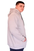 Mode XL Büyük Beden Erkek Kapüşonlu Sweatshirt Fermuarlı 3 İp BRONX U24560 Gri thumbnail 3