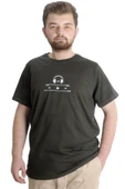 Mode XL Büyük Beden Erkek T-shirt HEADSET 23101 Haki thumbnail 1