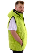 Mode XL Büyük Beden Erkek Kapüşonlu Fermuarlı Şişme Yelek U24700 Yeşil - 3