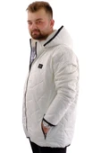 Mode XL Büyük Beden Erkek Kalın Şişme Mont Kapüşonlu U24605 Ekru thumbnail 2