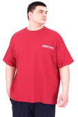 Mode XL Büyük Beden Erkek T-Shirt Bisiklet Yaka BORN TOLYFT U25029 Bordo thumbnail 1
