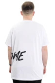 Mode XL Büyük Beden Erkek Bisiklet Yaka T-Shirt Baskılı AWESOME U24038 Beyaz thumbnail 4