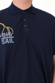 Mode XL Büyük Beden Erkek T-Shirt Polo Sail U25301 Indigo thumbnail 4