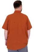 Mode XL Büyük Beden Erkek T-Shirt Polo Yaka Cepli Klasik Pike 20552 Tarçın thumbnail 4