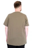 Mode XL Büyük Beden Erkek T-Shirt Bisiklet Yaka BOSTON U25037 Haki thumbnail 4