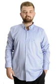 Mode XL Büyük Beden Erkek Gömlek U.Kol Cepli Oxford 20366 Mavi - 1