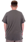 Mode XL Erkek Büyük Beden T-Shirt Pamuklu Baskılı Bisiklet Yaka Tişört NUMBER U24051 Haki thumbnail 4