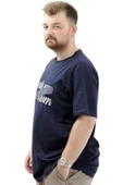 Mode XL Büyük Beden Erkek Tişört Baskılı Pamuklu Bisiklet Yaka CREATE U24079 Lacivert thumbnail 2