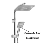 Robot Duş Seti Tam Takım Beyaz Krom Lüks Yağmurlama Fonksiyonlu El Duşu Başlıklı Vidalı Duş Sistemi thumbnail 2