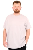 Mode XL Büyük Beden Erkek T-Shirt Bisiklet Yaka U25035 Gri thumbnail 1