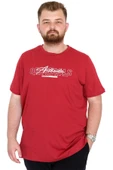 Mode XL Büyük Beden Erkek T-Shirt Bisiklet Yaka ORIGINALS U25038 Bordo thumbnail 1