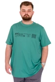Mode XL Büyük Beden Erkek T-Shirt Bisiklet Yaka NYC New York U25019 Çağla thumbnail 1