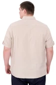 Mode XL Büyük Beden Erkek Gabardin Gömlek Mode09 U25603 Bej thumbnail 2