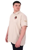 Mode XL Büyük Beden Erkek T-Shirt Pike Polo Yaka U25306 Bej - 4