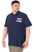 Mode XL Büyük Beden Erkek T-Shirt Polo Yaka YOURSELF U25310 İndigo thumbnail 4