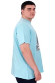 Mode XL Büyük Beden Erkek T-Shirt Bisiklet Yaka STATUE U25027 Turkuaz thumbnail 2